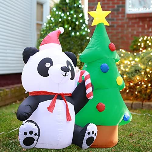 6FT Karácsonyi Felfújható Fa Udvaron Dekoráció Felrobbantani Xmas Panda, Kreatív Felfújható Kerti Fák Dekoráció Külső Terasz,