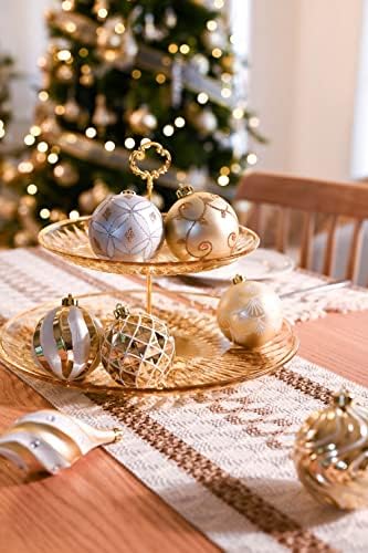 Valerij Madelyn Fehér Arany Karácsonyi Dekoráció Csomag (3 Elem) 40ct Karácsonyi Labdát Díszek + 48 hüvelyk karácsonyfa Szoknya