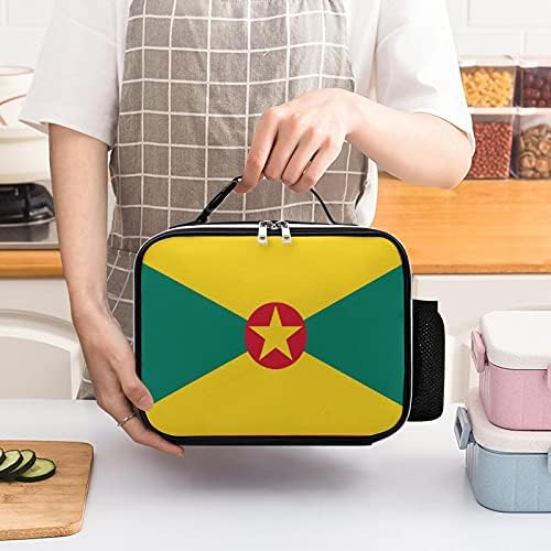 Grenada Zászló Újrafelhasználható Ebéd Táska Szigetelt Uzsonnás Doboz, Tartály, Irodai Munka Piknik Utazási Fogantyúval