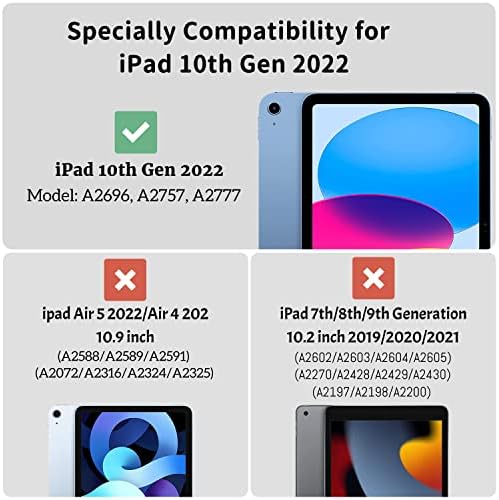 Rhswets iPad 10 Generáció az Esetben, TopEsct iPad 10 Esetben 2022 Gyerekeknek Edzett Üveg kijelző Védő fólia, Szilikon Ütésálló