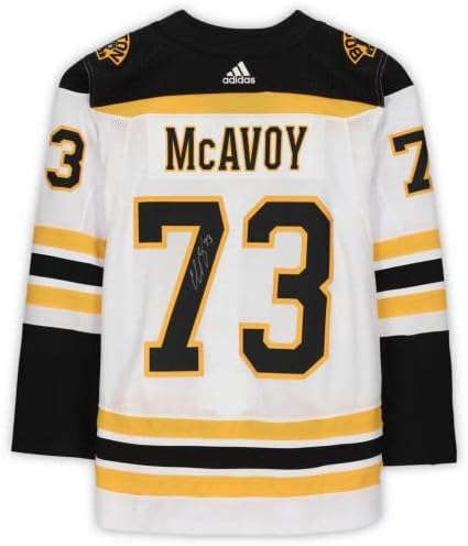 Charlie McAvoy Boston Bruins Dedikált Fehér Adidas Hiteles Jersey - Dedikált NHL-Mezek