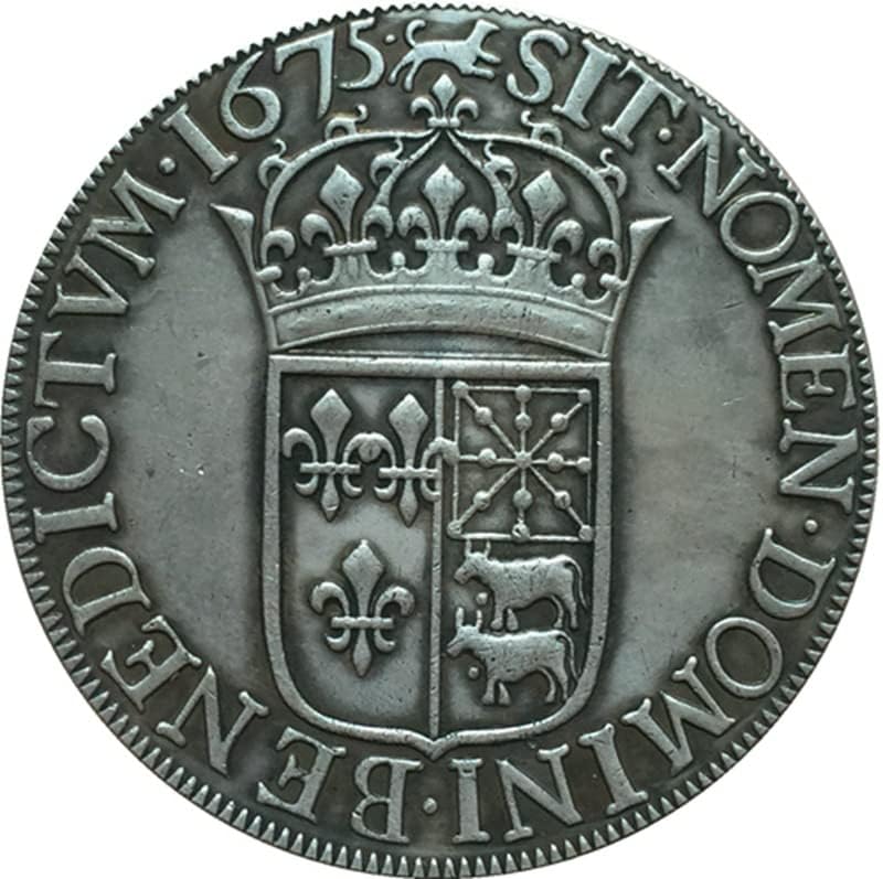 1675 francia Érmék Tiszta Réz ezüstözött Antik Ezüst Dolláros Érmék kézműves Gyűjtemény Csapás