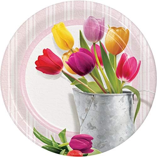 Kreatív Átalakítása Tavasz Tulipán Papír Tányér, 9, színes