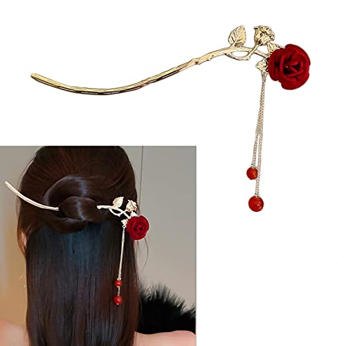 Rose Hajtű Haj Botok Hajtű Gyönyörű Haj Stick Antik hajcsat Pálcika Hajtű Női Fejdísz Gyöngy Medál Dekorációs Kiegészítők