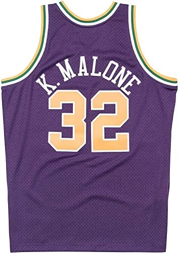 Karl Malone Utah Jazz 32 Lila Sárga Gyerekek 4-7 Lélek Keményfa Klasszikus Swingman Jersey
