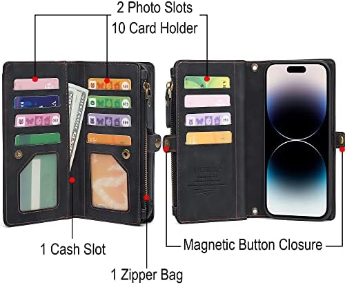 DKDKSIP iPhone 14 Pro Max Esetben Tárca a Nők számára, Támogatja a Vezeték nélküli Töltés RFID-Blokkoló Kártya Birtokosa,