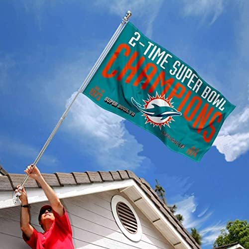 Miami Dolphins 2X 2 Alkalommal Super Bowl Bajnokok Zászló Kültéri Beltéri 3x5 Méteres Banner