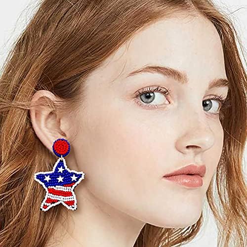 Amerikai Zászló Fülbevaló a Nők, Lányok, Hazafias Gyöngyös Csillag Csepp Karika Fülbevaló, Memorial Day fülbevaló július
