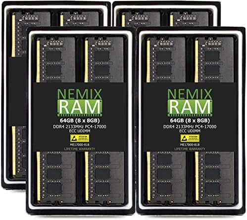 64GB (8x8GB) DDR4-2133MHz PC4-17000 ECC UDIMM 1Rx8 1.2 V nem pufferelt Szerver Memória által NEMIX RAM