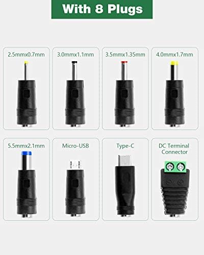 JOVNO 5V 1A Tápegység, 5V 0.5 EGY 5W Fali Töltő hálózati Adapter 8db Multi Tipp 5.5x2.1mm 3.5x1.35 mm-es Micro-USB LED Lámpák