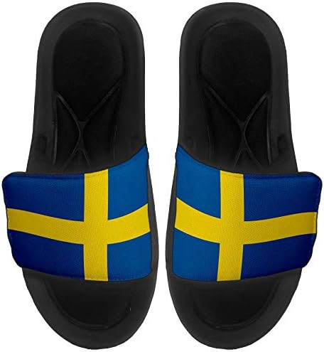 ExpressItBest Dobozkát Slide-On Szandál/Diák, a Férfiak, Nők, Fiatalok - Zászló Svédország (Svéd) - Svédország Zászló