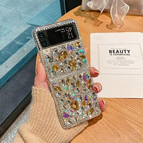 iFiLOVE Samsung Galaxy Z Flip 3 Bling Csillogó Esetben (2021), Lányok, Nők, Aranyos Luxus Szikrázó Gyémánt Kristály Strassz