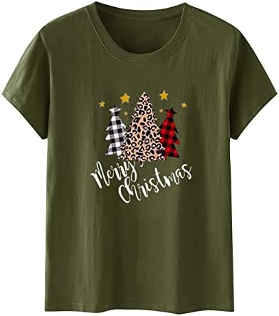 BRKEWI Női Rövid Ujjú Karácsonyi Ing Palid karácsonyfa Nyomtatás Tunika Maximum Sleeve T-Shirt Laza Alkalmi Nyári Tunika