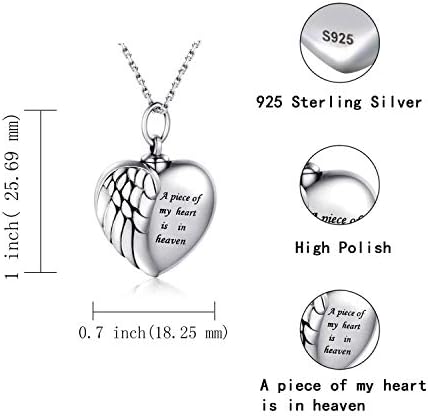 925 Sterling Ezüst Angyal Szárny Szív Urna Medál Nyakláncot Hamu - Egy darabot a szívemből a mennyben Emlékmű Emlék Hamvasztás