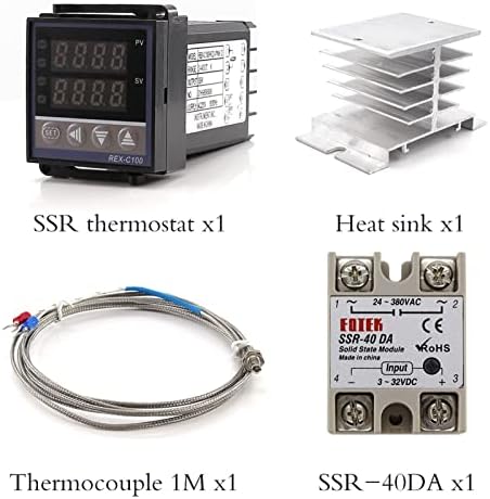 GORS REX-C100 Digitális Kijelző, Intelligens termosztát K Hőelem Szilárdtest Relé SSR-40DA hűtőborda Kombináció Öltöny (Méret