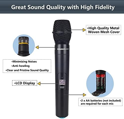 KOMISON Vezeték nélküli Mikrofon, Kettős Professzionális UHF Vezeték nélküli Dinamikus Kézi Mikrofon Mikrofon Rendszer Haza